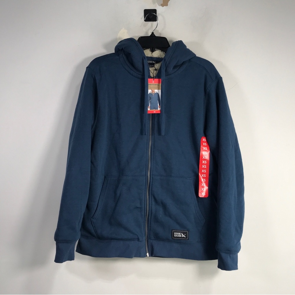 Eddie Bauer Faux Shearling Lined Hoodie, Men's Size XS - Blue